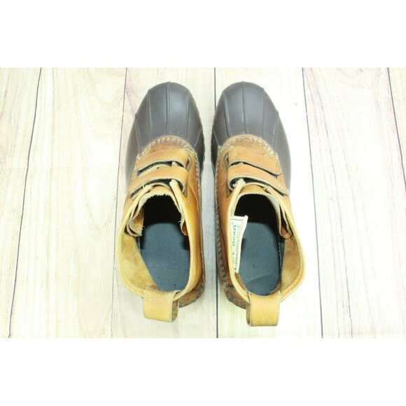 Vintage LL Bean Brown Leather Hook & Loop Unlined Duck Boots Size 10 M - Picture 7 of 10